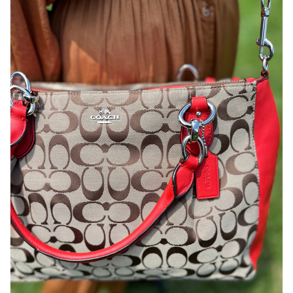 Coach Christie Carryall Tote Handbag Signature Canvas Leather Crossbody F36376 - Picture 5 of 16